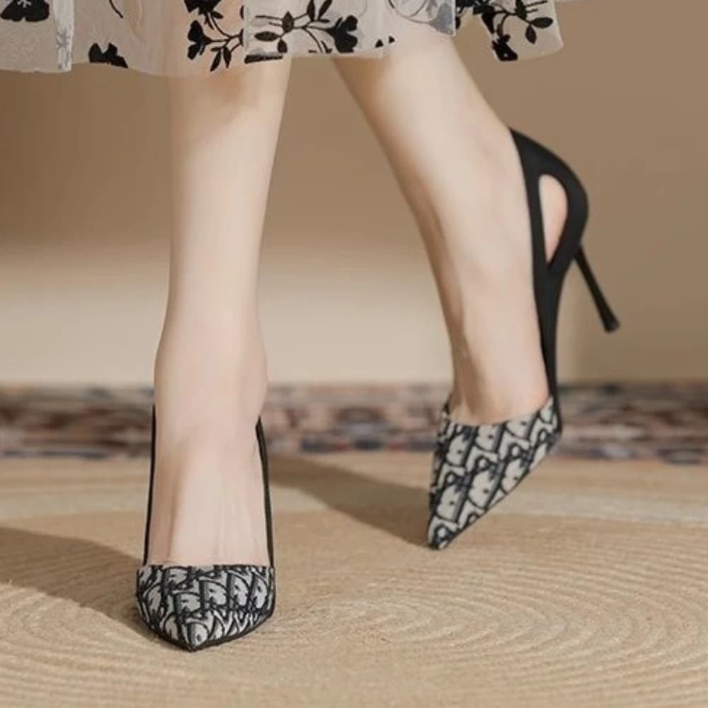 Embroidered Sandals Women Fashion Pointed Heeled 2025 Summer Luxury Heeled High Heels Women Shoes Shallow Casual High Sandals - 2
