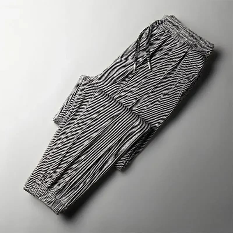 2026 Summer Ice Silk Ultra-thin Pants Men's Loose Straight Section Drape Ice Silk Pants Wide Leg Sports Casual Pants Fits - 2