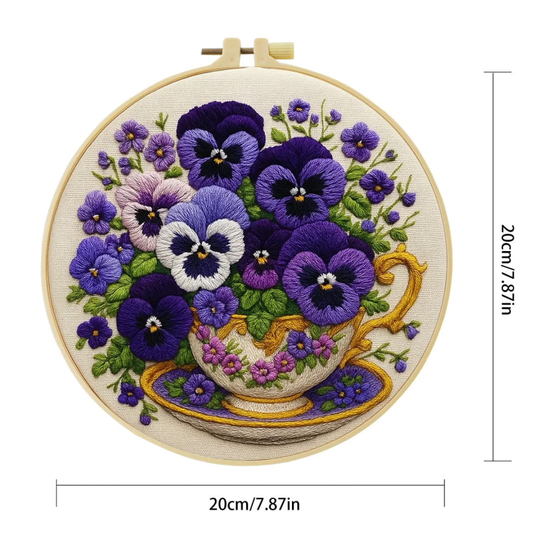 مجموعة تطريز للمبتدئين 20x20 سم/15x15 سم (7.87/6.3 بوصة) لزينة المنزل والزهور - 5
