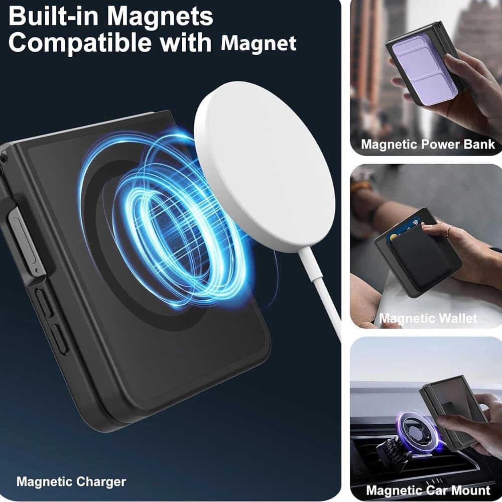 UYUXIO Translucent Magnetic Mobile Phone Case for Samsung Galaxy Z Flip 7 Wireless Charging Cases Rugged Slim Cover with Magnet - 3
