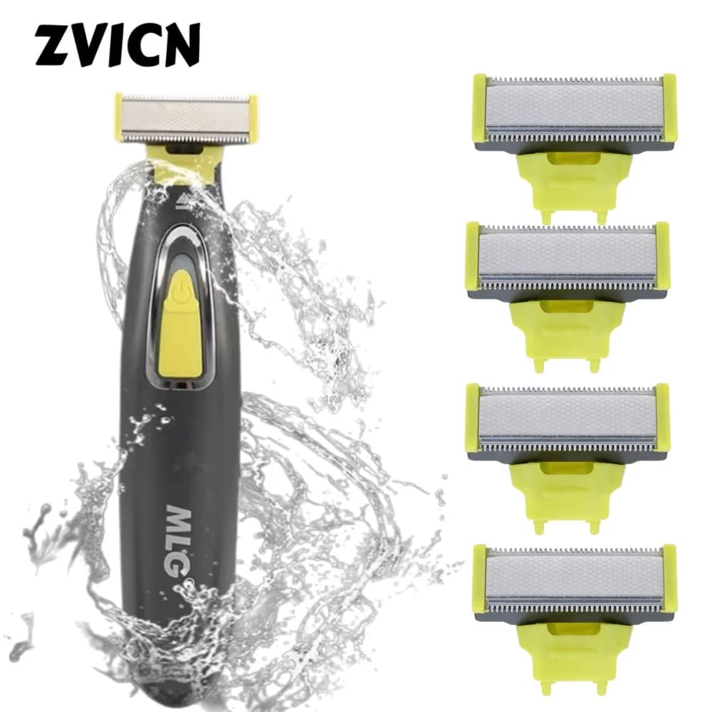 MLG رأس استبدال واحد/علبة ماكينة حلاقة كهربائية مقاومة للماء قابلة للشحن عبر USB لحلاقة اللحية والجسم والشعر للرجال