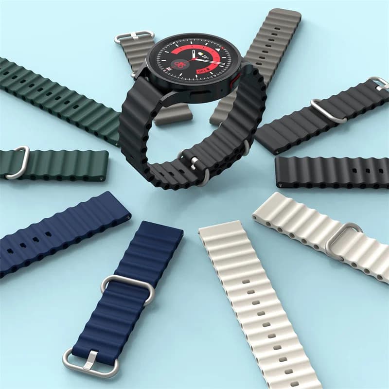 Ocean watch band For Samsung Galaxy Watch7 6 4-classic/5-Pro/active 2/Gear Silicone 22mm 20mm Bracelet Huawei GT 2 3 pro strap - 3