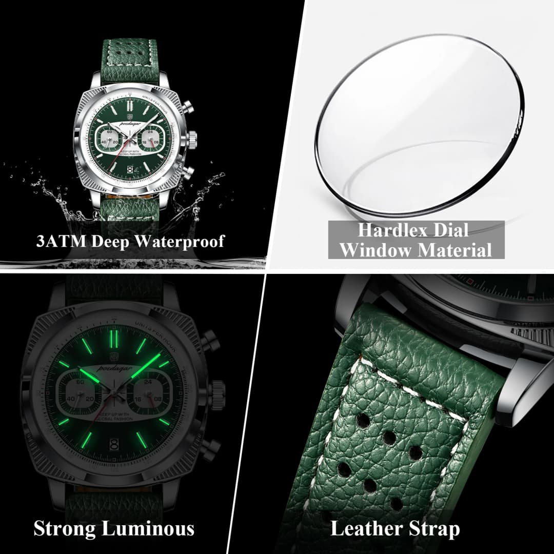 POEDAGAR Original Fashion Men Clock Luminous Waterproof Chronograph Date Watch For Man Luxury Leather Quartz Men's Watches Reloj - 4