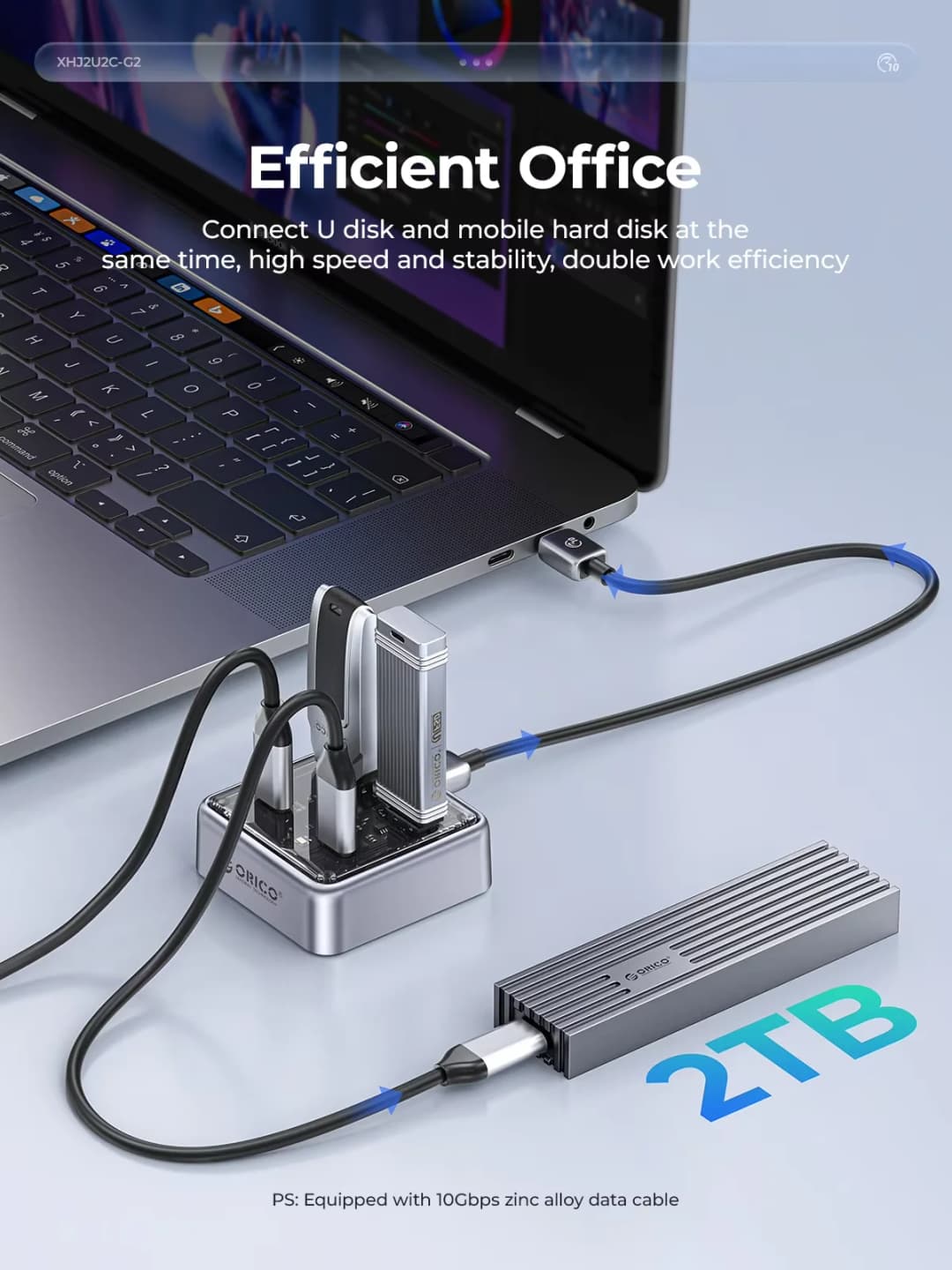 موزع ORICO USB3.2 من المعدن بسرعة 10 جيجابت/ثانية مع منفذين USB A ومنفذين USB C لجميع أجهزة ماك بوك وماك ميني - 5