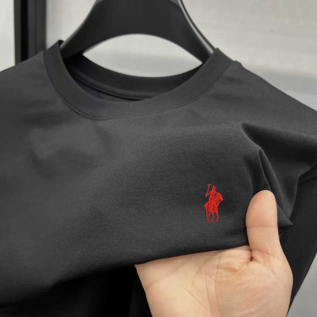 تي شيرت رجالي قطن نقي 100%، قصير الأكمام، رقبة دائرية، ماركة فاخرة، صيف، تطريز رائع، قابل للتنفس - 3