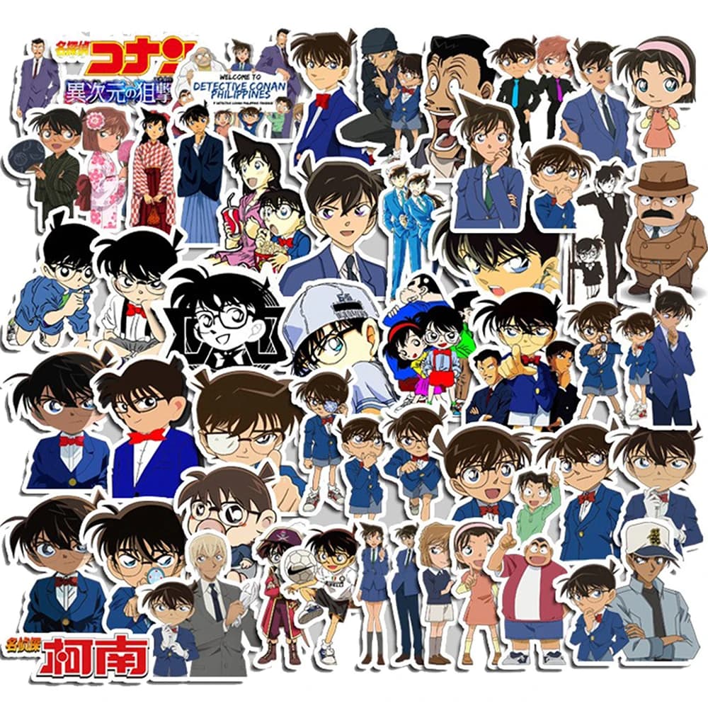 10/30/50PCS Detective Conan Anime Stickers Graffiti DIY Laptop Phone Scrapbook Skateboard Luggage Wall Cartoon Decal Kids Toys
