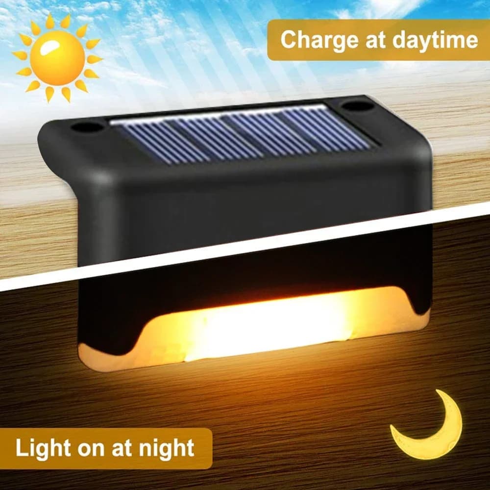 Warm White LED Solar Step Lamp Path Stair Outdoor Garden Lights Waterproof Balcony Light Decoration for Patio Stair Fence Light - 2