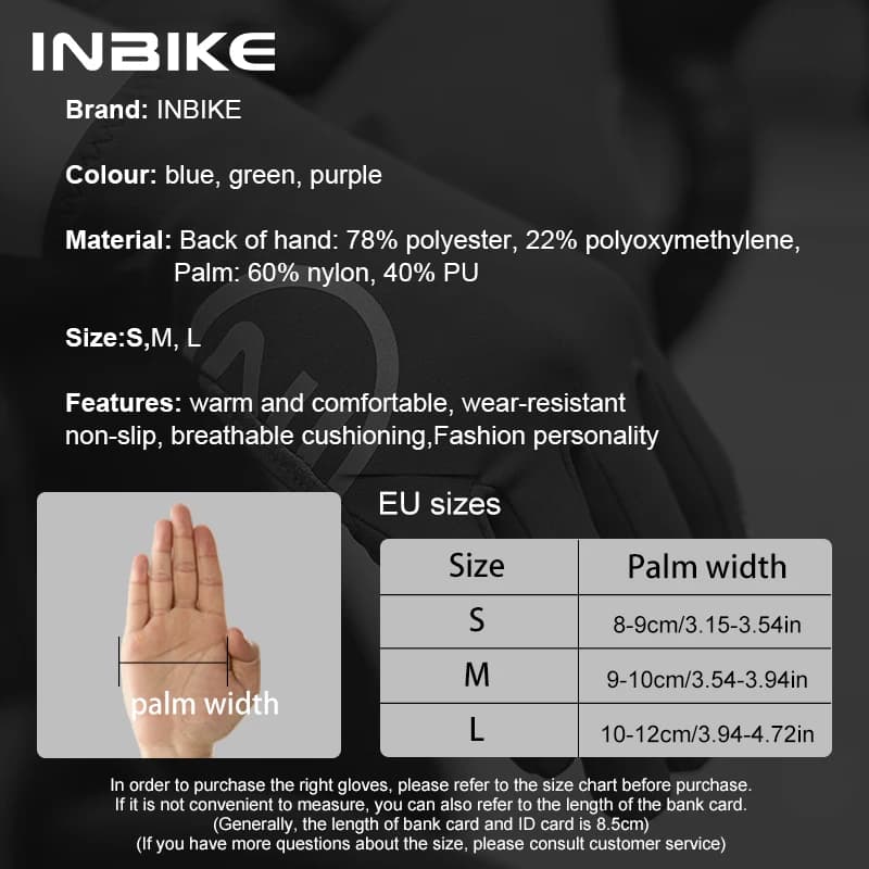 INBIKE 2024 Cycling Gloves Gel Padded for Men Autumn Winter Fleece Road Bike Gloves MTB Full Finger Touchscreen Bike Accessories - 6