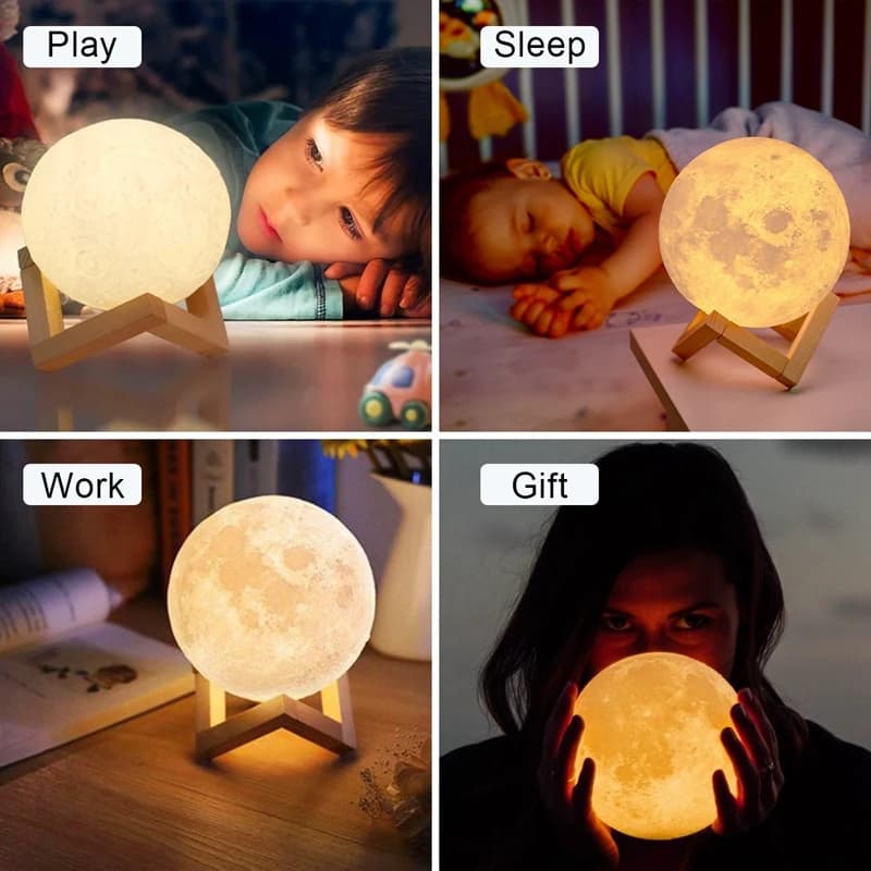 Moon Lamp LED Night Light Battery Powered With Stand Starry Lamp For Bedroom Decor Night Lights Kids Gift Moon Lamp - 3