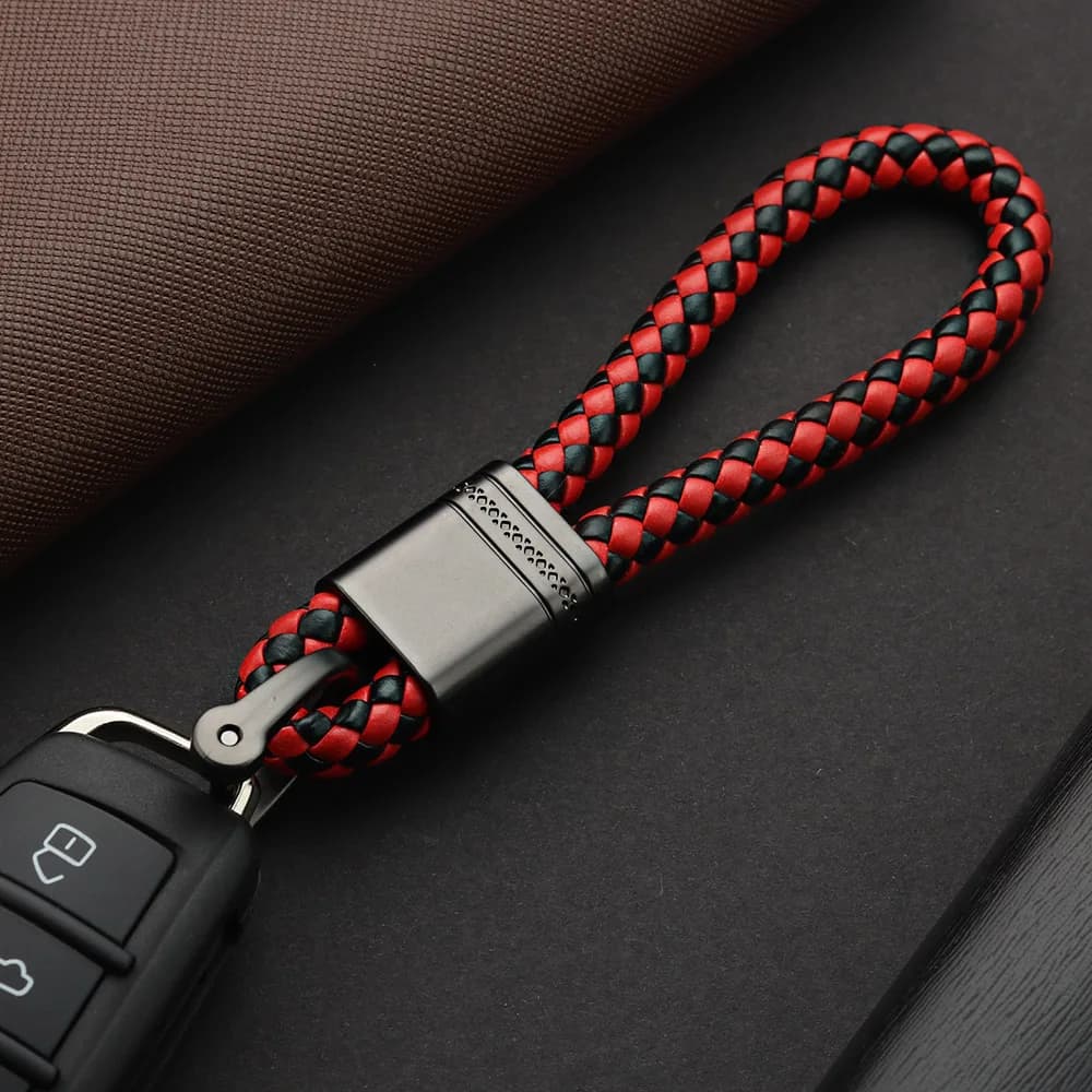 الجلود حبل المفاتيح لسيارة اليد المنسوجة حدوة الحصان مشبك حلقات المفاتيح زوجين السيارات هدية انفصال المعادن الفاخرة سلسلة مفاتيح K395 - 4