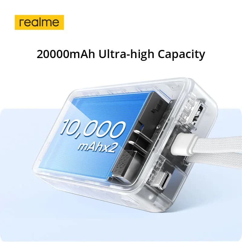 realme TechLife 45W Cabled Power Bank 20000mAh Capacity Built-in Charging Cable 3 Output Ports - 4