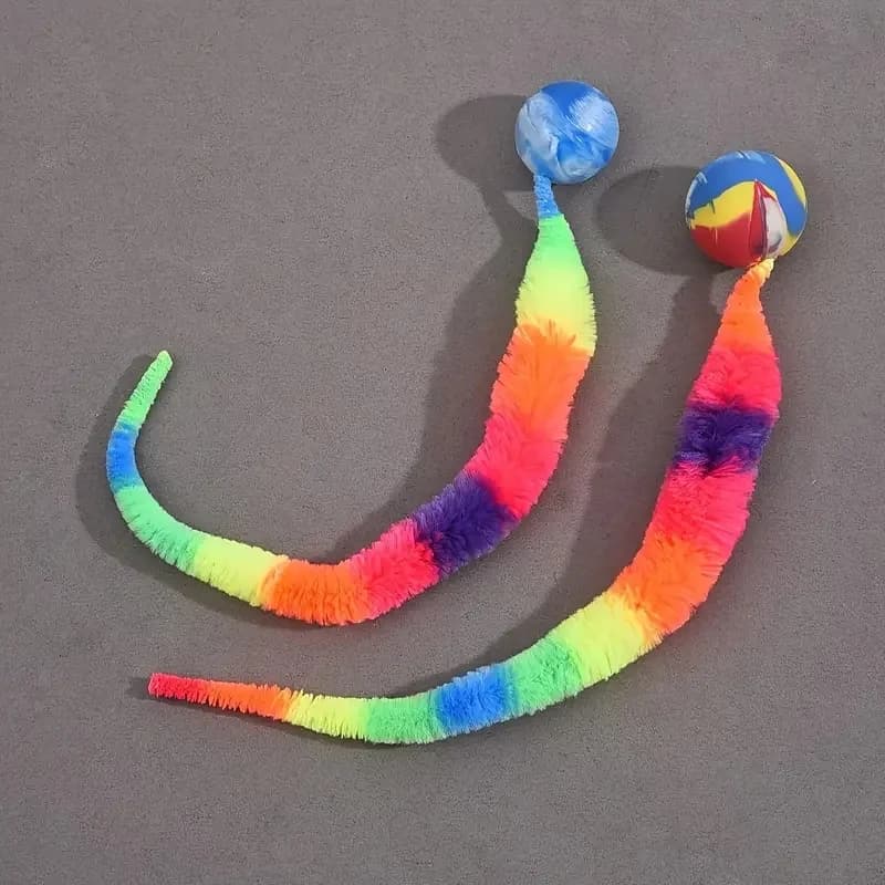 Geometric Worm Cat Toy: No-Battery Stick for Play & Chase | Realistic Wiggling Action - 2