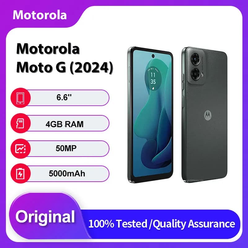 Original Unlocked Motorola Moto G (2024) 5G XT2417 Fingerprint Bluetooth 5000mAh 50MP Mobile Phone 6.6 inches 128GB 4GB RAM