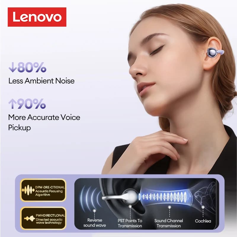 Lenovo LE302 HIFI Stereo Sports Ear Clip Earphones OWS Bluetooth 6.0 Headset Noise Cancelling Headphones Long Endurance Earbuds - 5
