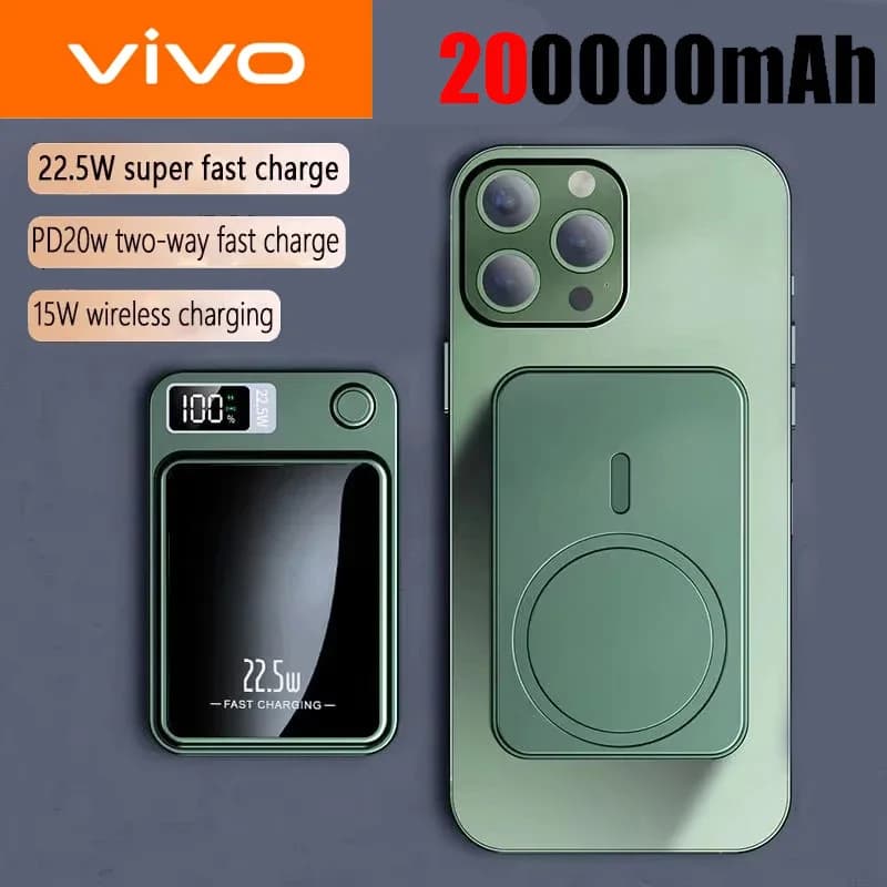VIVO Wireless Power Bank Magnetic 200000mAh 22.5W Fast Charging External Battery Charger For Huawei iPhone PD 20W Universal