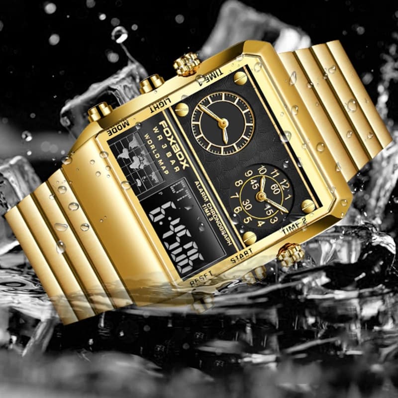 LIGE New Fashion Square Watch Men Casual Sports Military Quartz Chronograph Wristwatches Waterproof Dual Display Watch For Men - 4