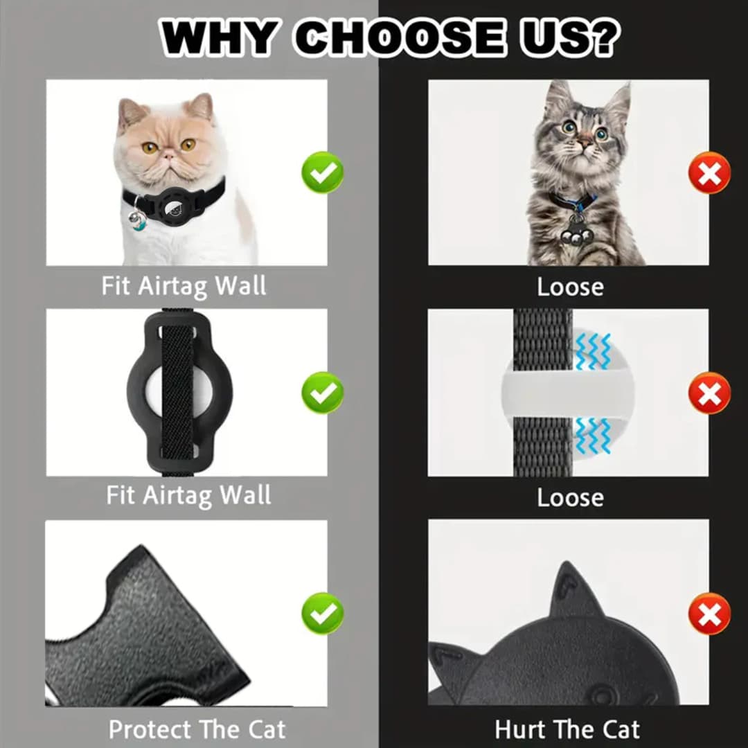 Fashion Airtag Pet Collar Adjustable Elastic Nylon Puppy Cat Collar with Bell Anti-lost GPS Tracker Case（No tracker included） - 4