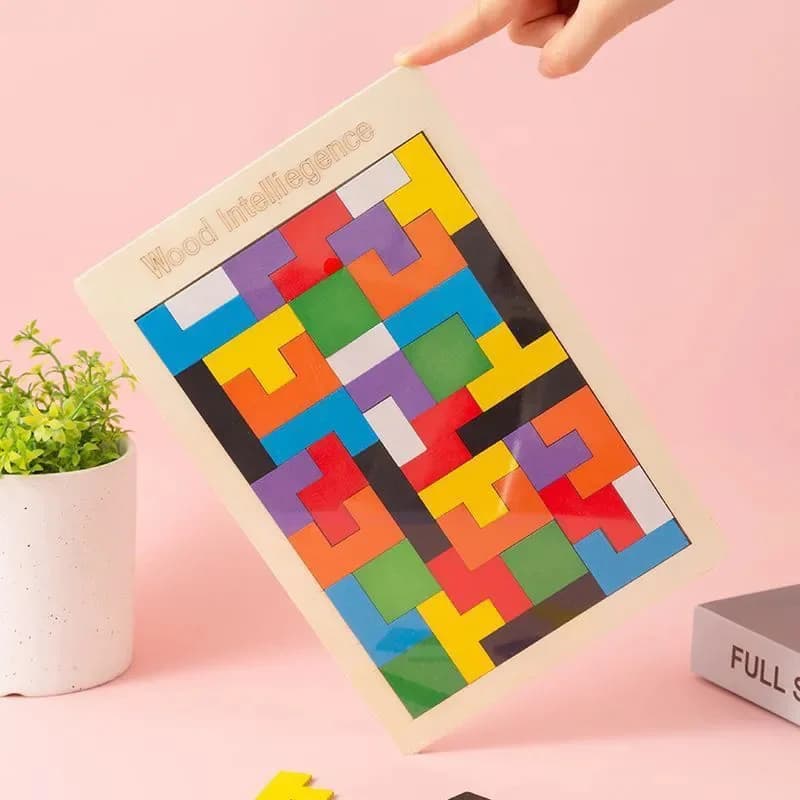 لعبة بازل ثلاثية الأبعاد من الخشب Montessori، قطع روسية Tangram، لعبة تعليمية للأطفال من Gowinbaby