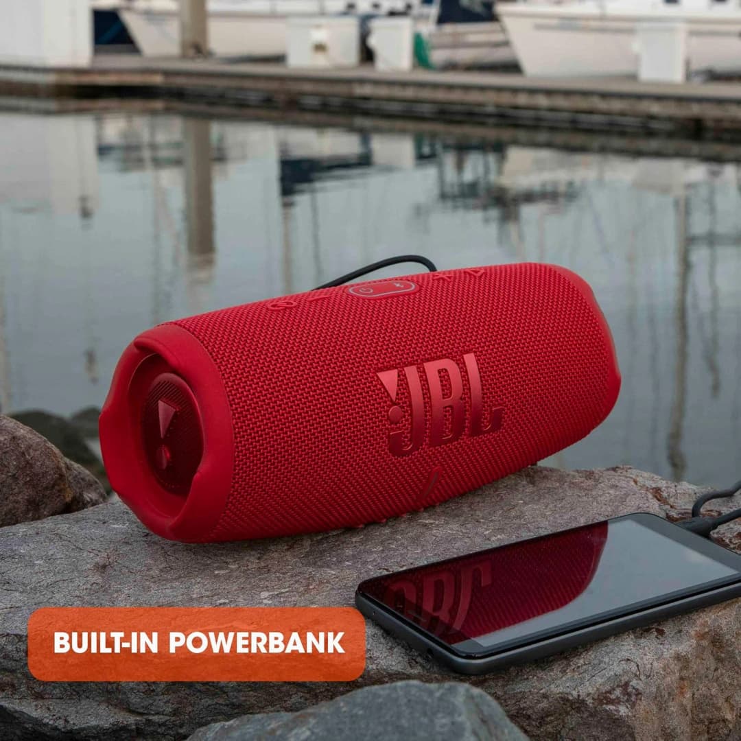 سماعة بلوتوث محمولة JBL Charge 5 مقاومة للماء IP67، بنك طاقة مع منفذ شحن USB، وقت تشغيل حتى 20 ساعة، تقنية JBL Partyboost - 4