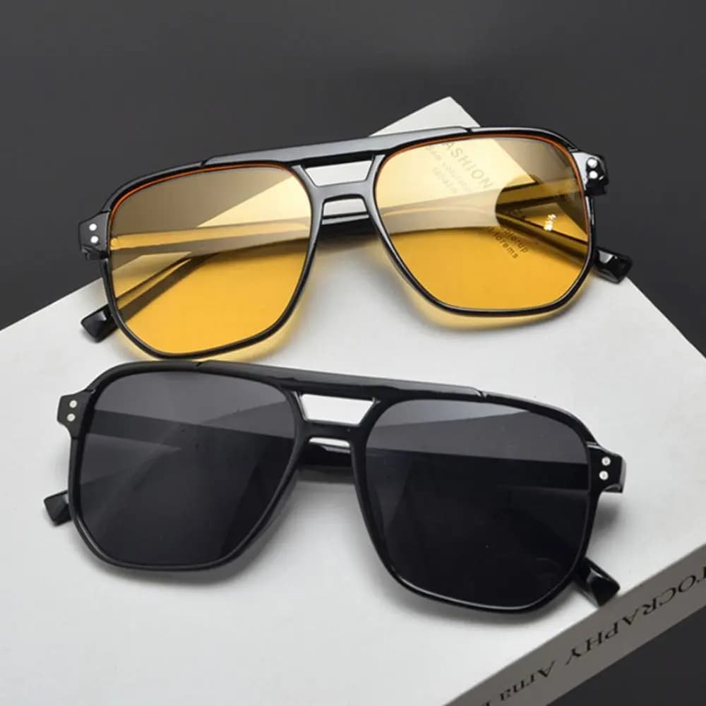 Punk Square Frame Sunglasses Anti-UV Travel Accessories Black Shades Glasses Beach Eye Protection Retro Sunglasses for women men - 2