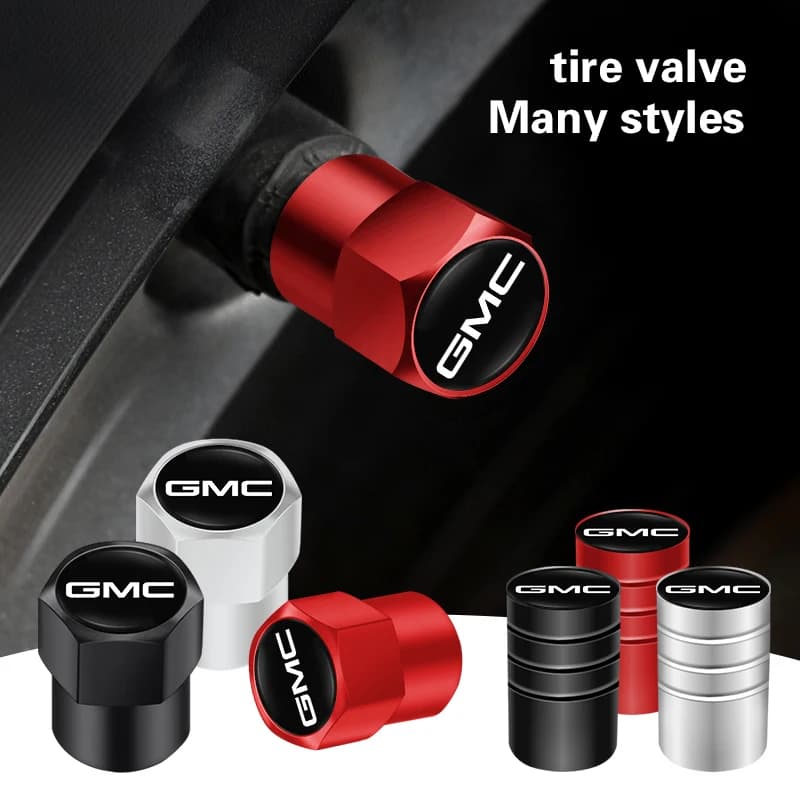 4Pcs Metal Bolt-in Wheel Tire Valve Caps Car ornament Emblem Dust Accessories For GMC Car decorative ornam Auto Accessories
