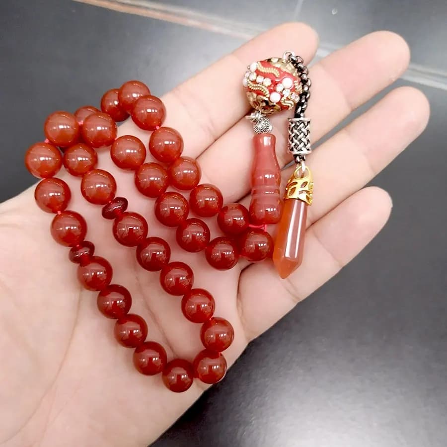 Tasbih Natural Brazil Red Agate stone misbaha 2025 fashion bracelet prayer beads eid ramadan gift arabic accessories on hand - 2
