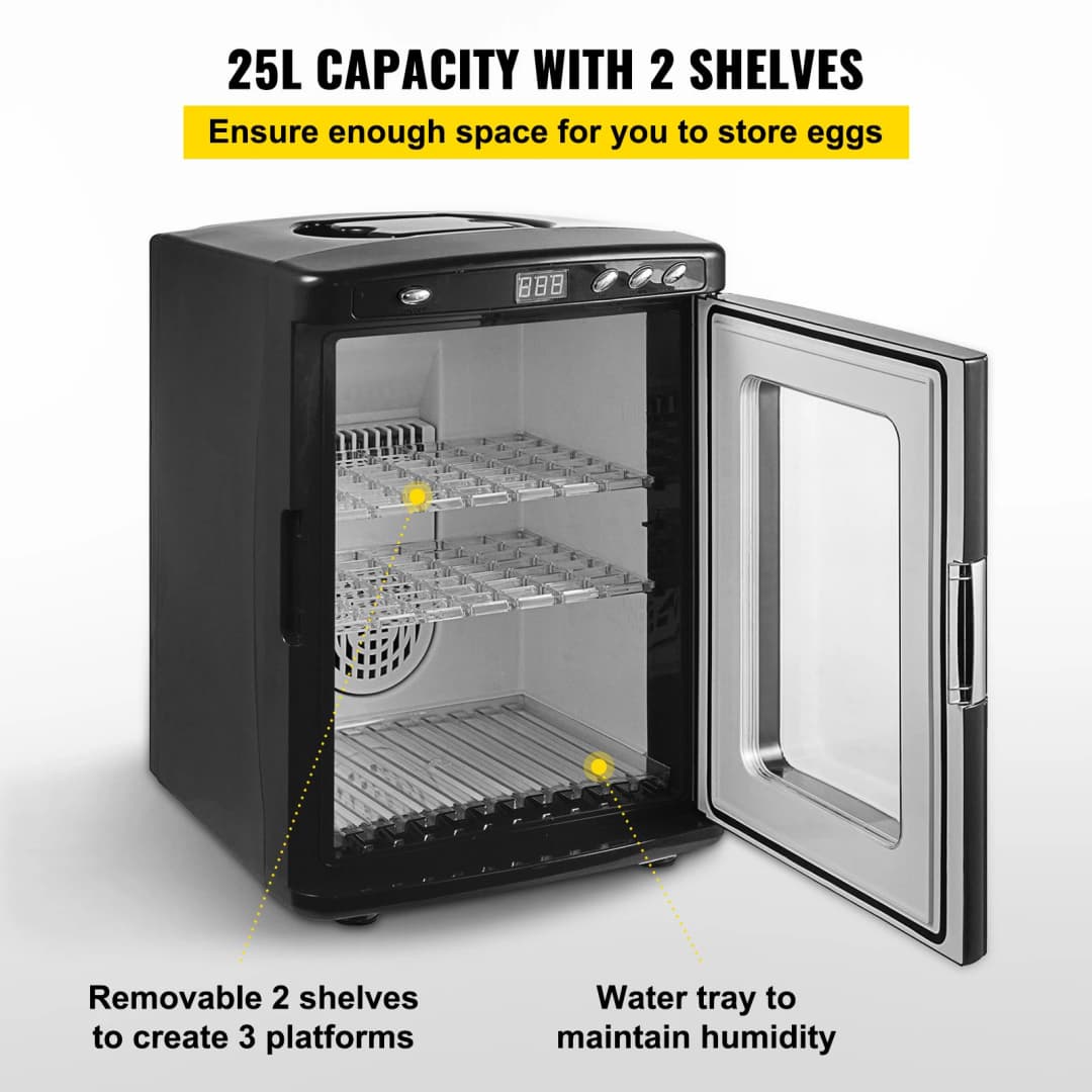 VEVOR Black Reptile Incubator 25L Scientific Incubator Digital Incubator Cooling And Heating 5-60°C Reptile 12V/110V Work - 4