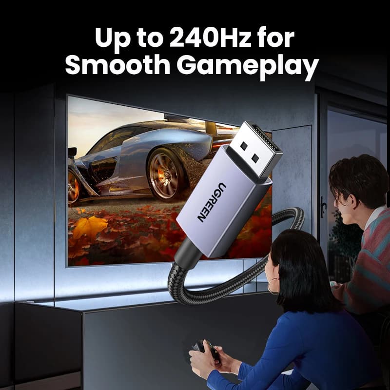 يو جرين كابل عرض 16K DP2.1 8K 4K144Hz كابل فيديو صوت لـ شاومي تي في بوكس كمبيوتر محمول شاشة لعبة كابل DP منفذ عرض - 4