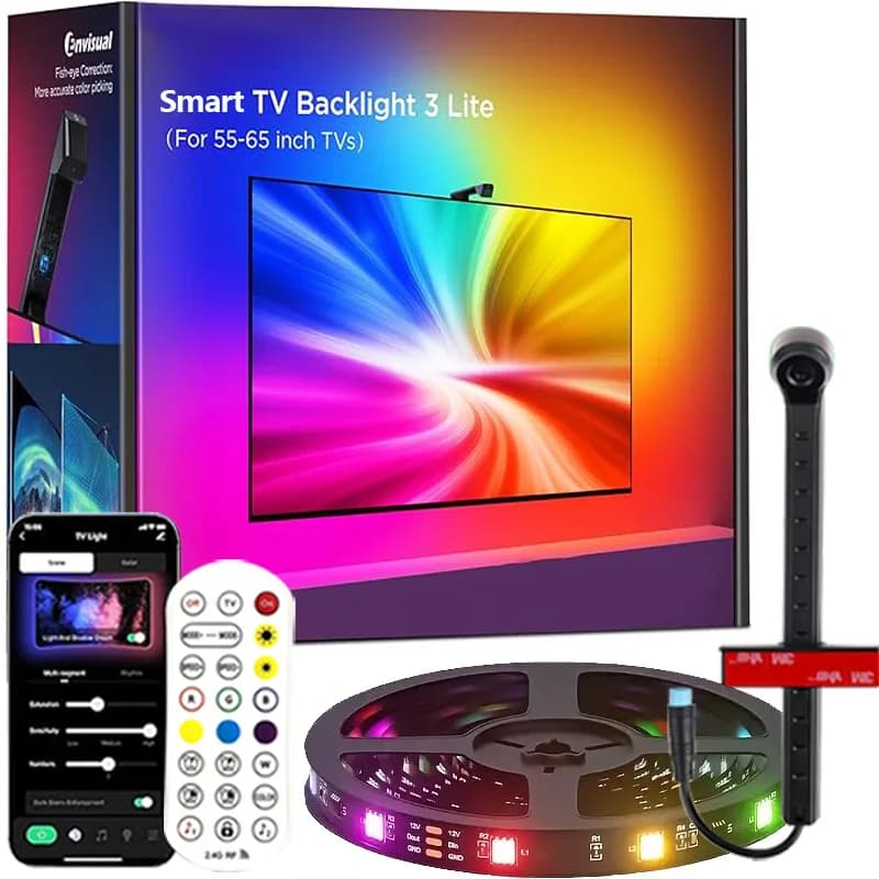إضاءة خلفية للتلفزيون/الكمبيوتر مع التقاط الألوان، أضواء LED لشاشات 55-75 بوصة، إضاءة غرفة الألعاب الذكية