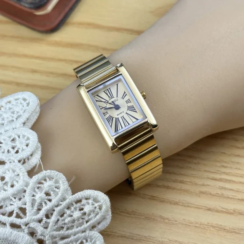 Vintage Small Gold Watch for Women Luxury Rectangular Watch Classic Quartz Women's Wristwatch Dropshipping Relojes Para Mujer - 2