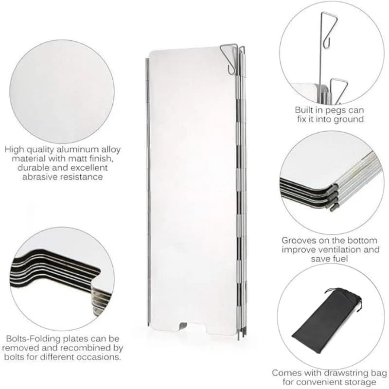 Ultra-Lightweight Aluminum Alloy Wind Shields for Camping Stoves Foldable with Inserts Ideal for Outdoor Cooking and Picnics - 3
