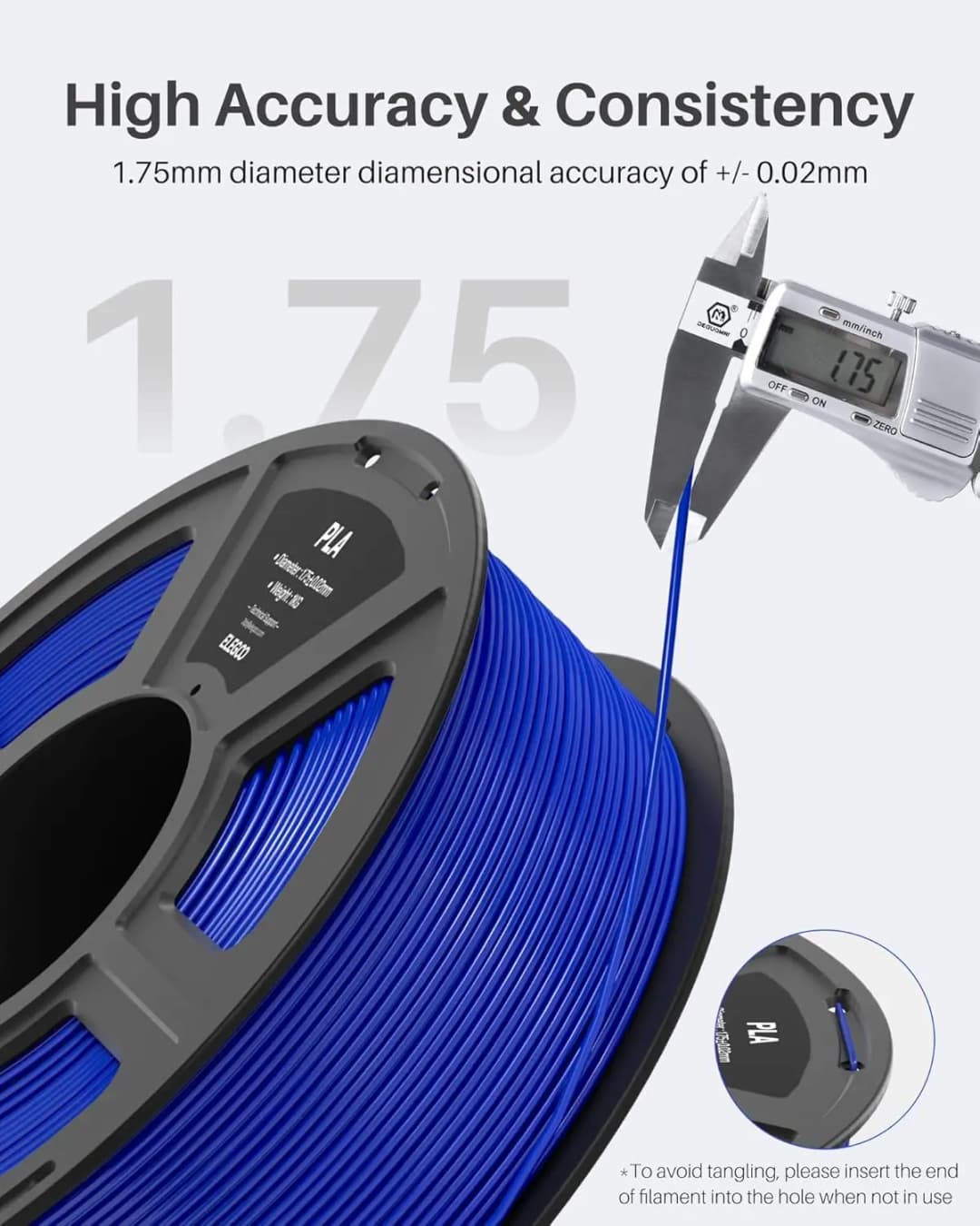 2026 ELEGOO خيط PLA بطول 1.75 مم لطابعة ثلاثية الأبعاد دقة أبعاد +/- 0.02 مم، خيط PLA لطابعة ثلاثية الأبعاد - 2