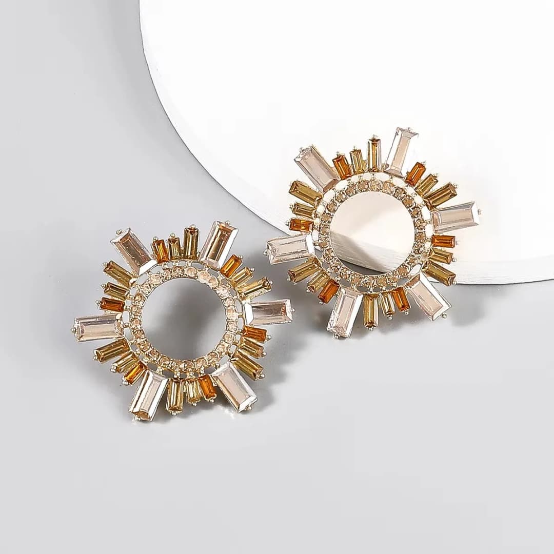 أقراط متدلية لامعة مرصعة بالكريستال على شكل أشعة الشمس، إكسسوارات أقراط مسائية أنيقة للنساء - 6