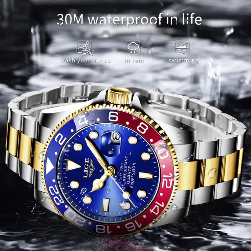 LIGE Top Brand Fashion Mens Watch Business Luxury Quartz Wristwatches Luminous Waterproof Steel Sports Watches Mens Gifts Reloj - 4