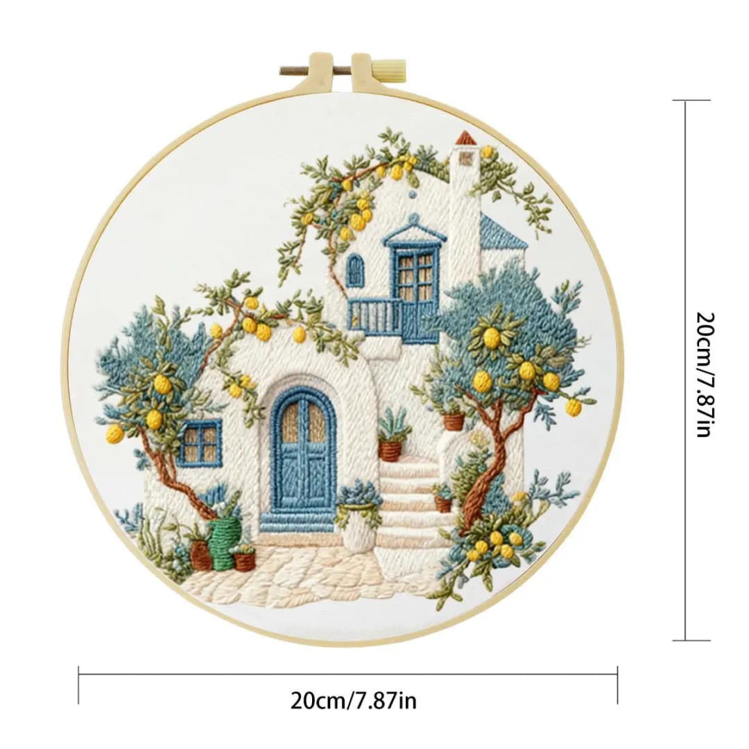 1pc 20X20CM/15X15CM 7.87/6.3inch Beautiful Scenery Embroidery Starter Kit DIY Kit DIY Embroidery Kit Manualidades Craft Painting - 5