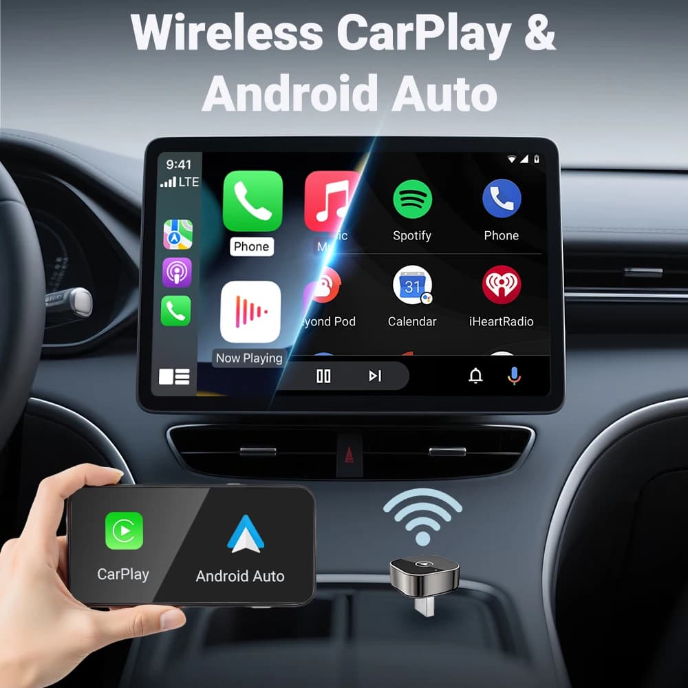 محول جديد صغير 2 في 1 لاسلكي CarPlay وAndroid Auto 5GHz واي فاي، Type-C/USB تشغيل فوري صندوق ذكي لإكسسوارات السيارة - 3