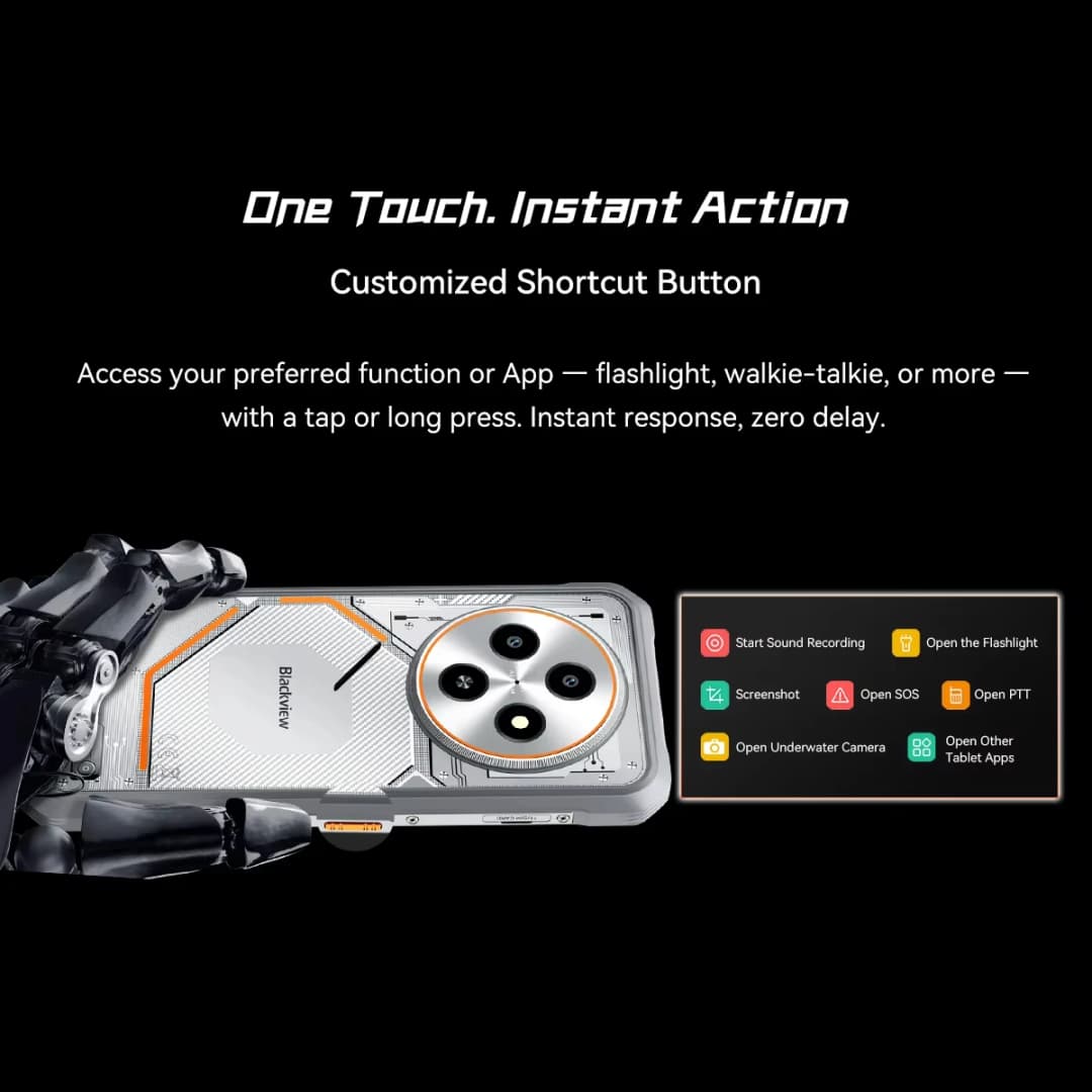 Blackview FORT 2 Rugged Phone 6.56" HD+ IPS Display MediaTek Helio G81 Processor Telephon Portable 5000mAh Smartphone Android 15 - 6