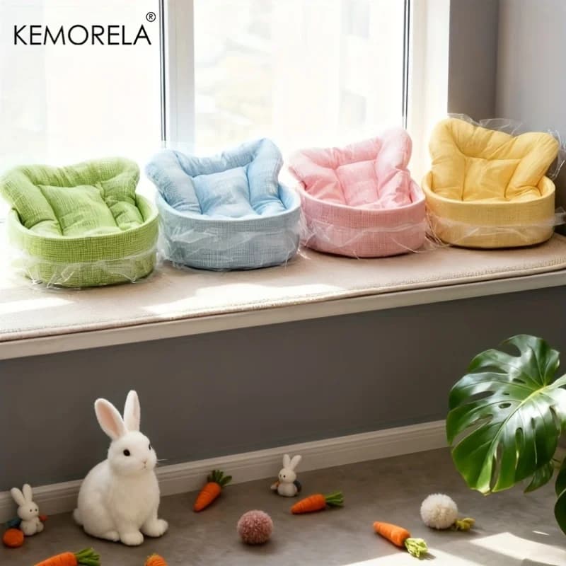 1PCS Fluffy Bunny Princess Nest Soft Plush Bed with Lace Edges Cozy Rabbit Bedding for Small Pets Hamsters Guinea Pigs - 4