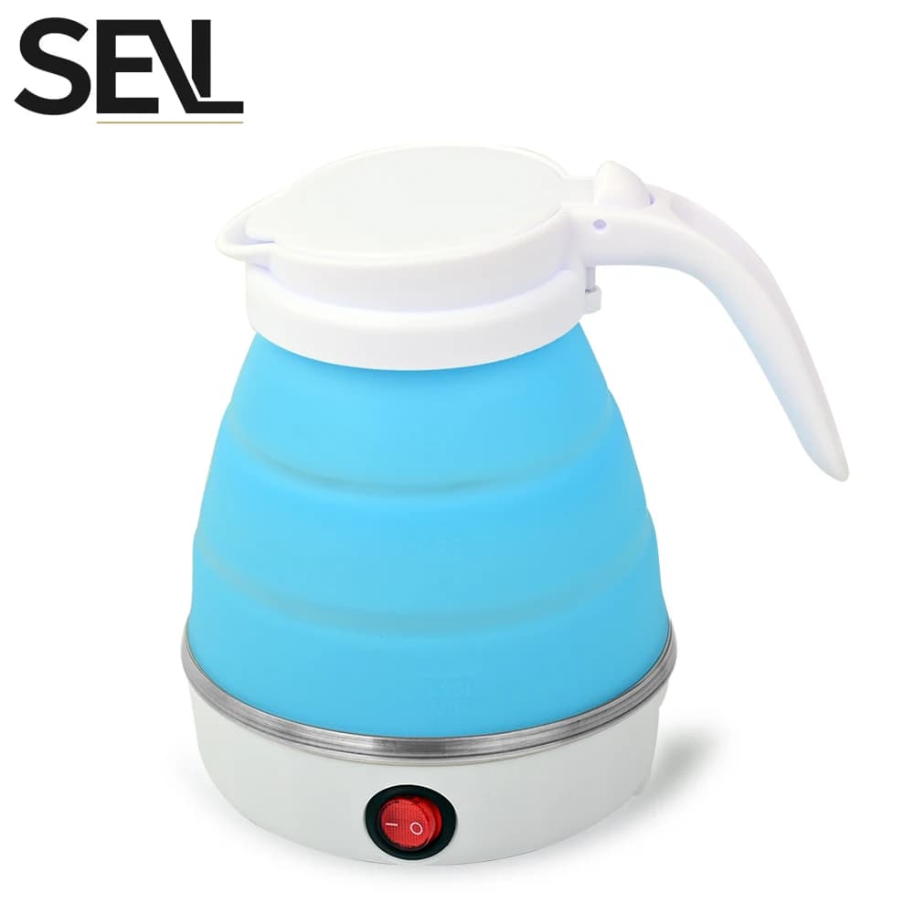 Mini foldable electric kettle 0.6L portable electric kettle household travel water heater silicone compression 110V-220V - 2