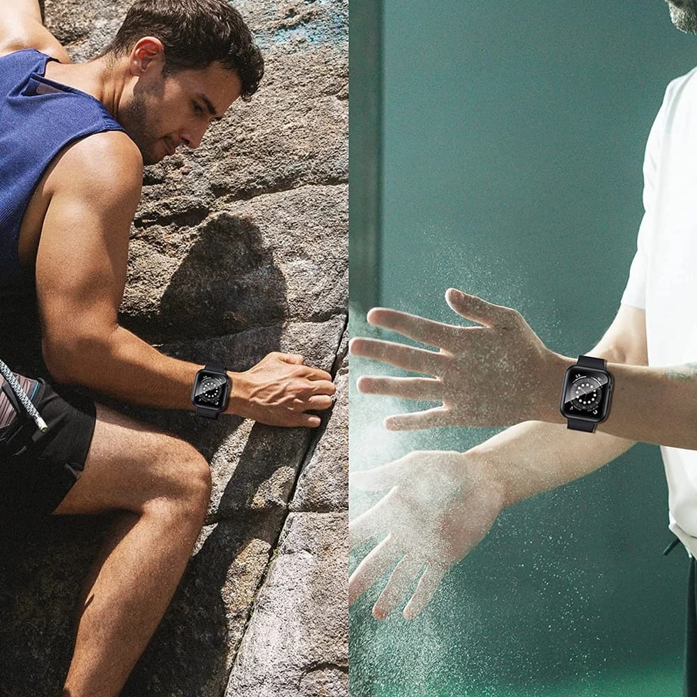 زجاج + غطاء لحافظة ساعة أبل 9 8 7 6 SE 5 اي واتش اكسسوار واقي شاشة ساعة أبل سلسلة 44 ملم 40 ملم 41 ملم 45 ملم 42 ملم 38 ملم - 6