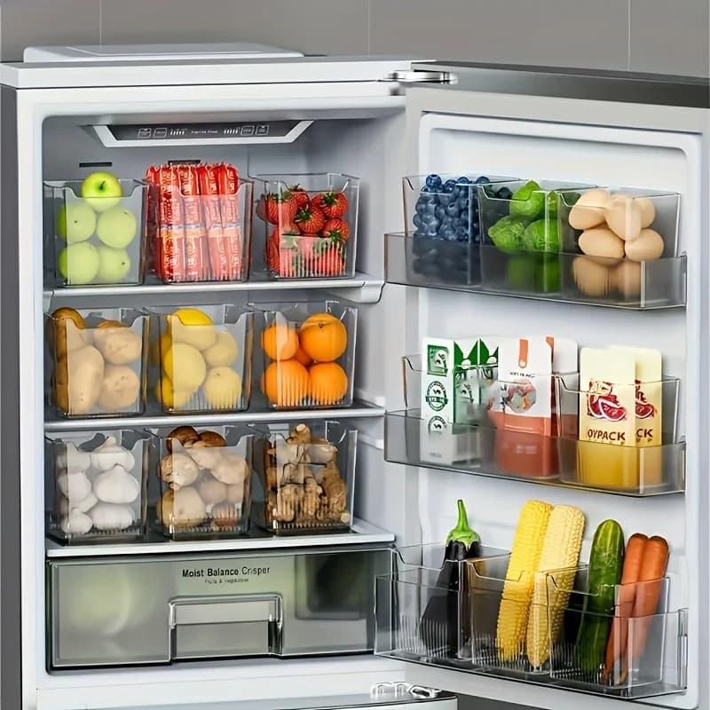 3Pcs BPA-Free Refrigerator Side Door Organizer Set Transparent,Freshness Preserving Storage Containers for Kitchen & Dining