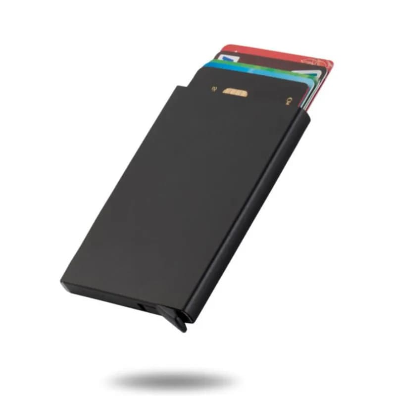 Rfid Smart Wallet Card Holder Metal Thin Slim Men Women Wallets Pop Up Minimalist Id Card Case Small Black Purse Wallets for Men - 2