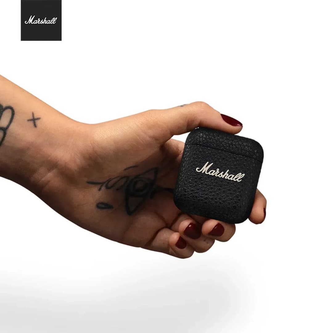 سماعات بلوتوث لاسلكية حقيقية Marshall MINOR III، مدى طويل، هدية مثالية للمهرجانات الخارجية، سماعات TWS سوداء مع تقليل الضوضاء النشط - 3
