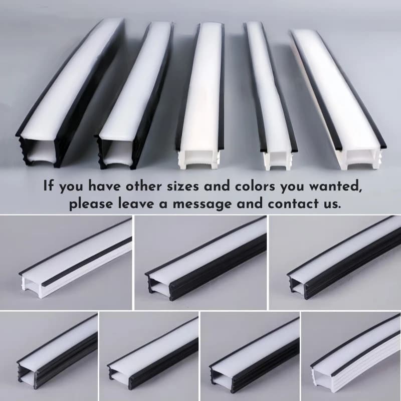 Black Flexible LED Neon Rope Lamp Silicone Tube Diffuser Recessed Channel For WS2811 WS2812B Waterproof Ribbon Neon Strip Lights - 2