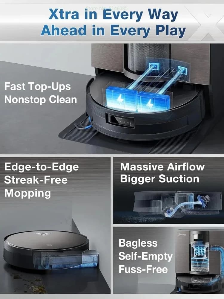 مكنسة روبوتية شاملة Ecovacs DEEBOT X11 OmniCyclone، ممسحة، تنظيف ذاتي، تجفيف بالهواء الساخن، جمع الغبار بدون أكياس - 2