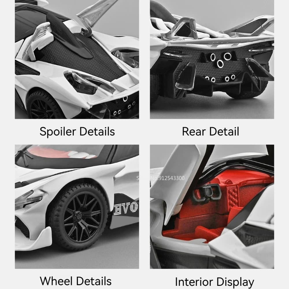 نموذج سيارة Apollo EVO IE مقياس 1:32، لعبة سيارات سوبر معدنية، أبواب قابلة للفتح، أفضل هدية للأطفال - 4