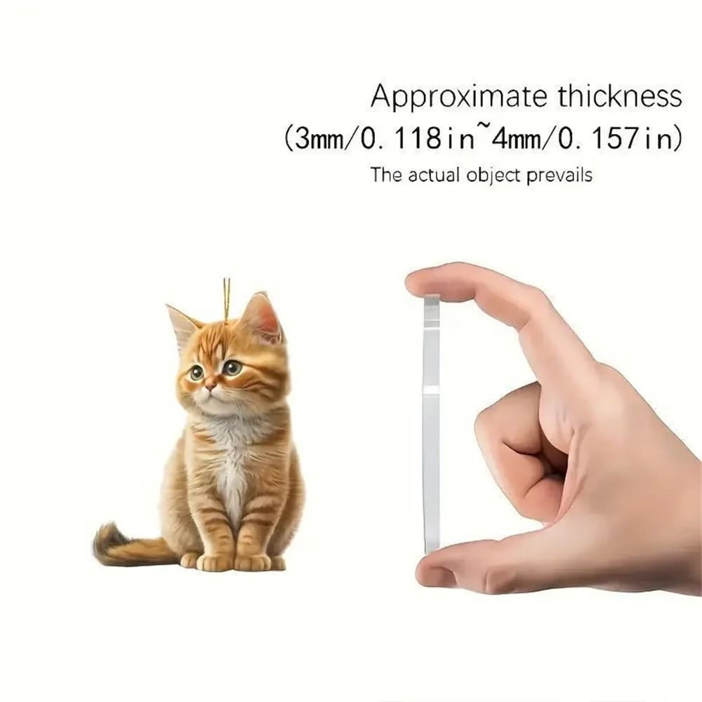 قلادة قط لطيفة معلقة، حلية حيوان واقعية، ديكور معلق لمرآة الرؤية الخلفية، اكسسوارات داخلية للسيارة، هدية للأطفال للحفلات والمنزل - 5