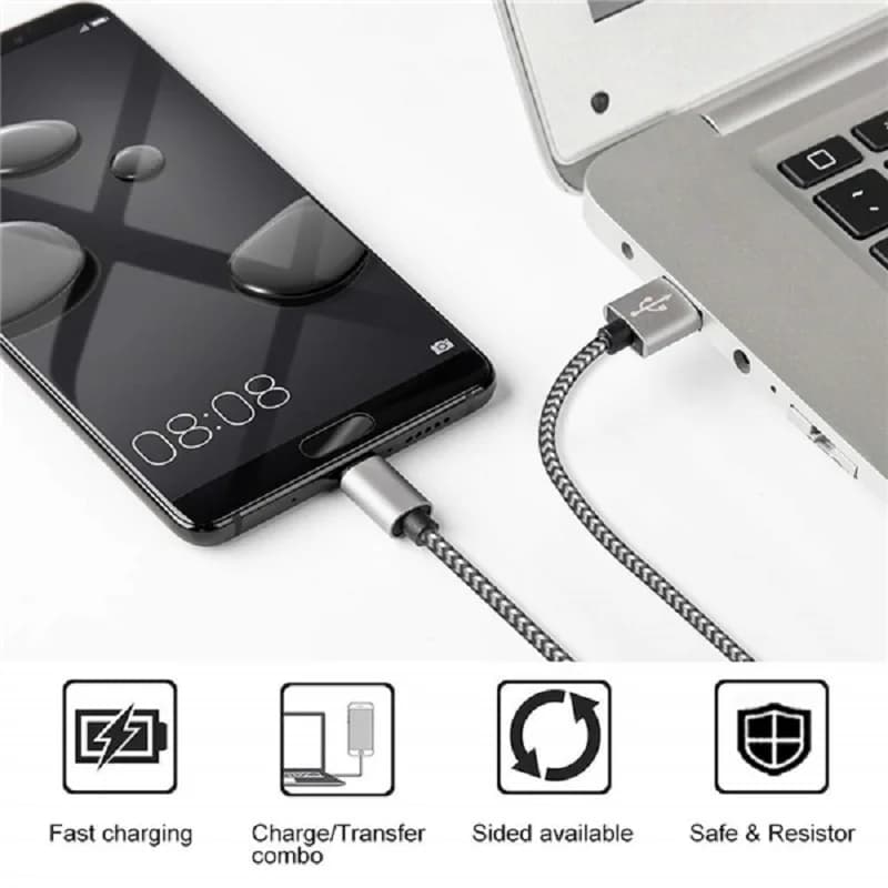3A USB A to Type C Cable Nylon Braided High-Speed Data Cable USb C Fast Charger Cable Suitable For Xiaomi Samsung Huawei USB C - 6