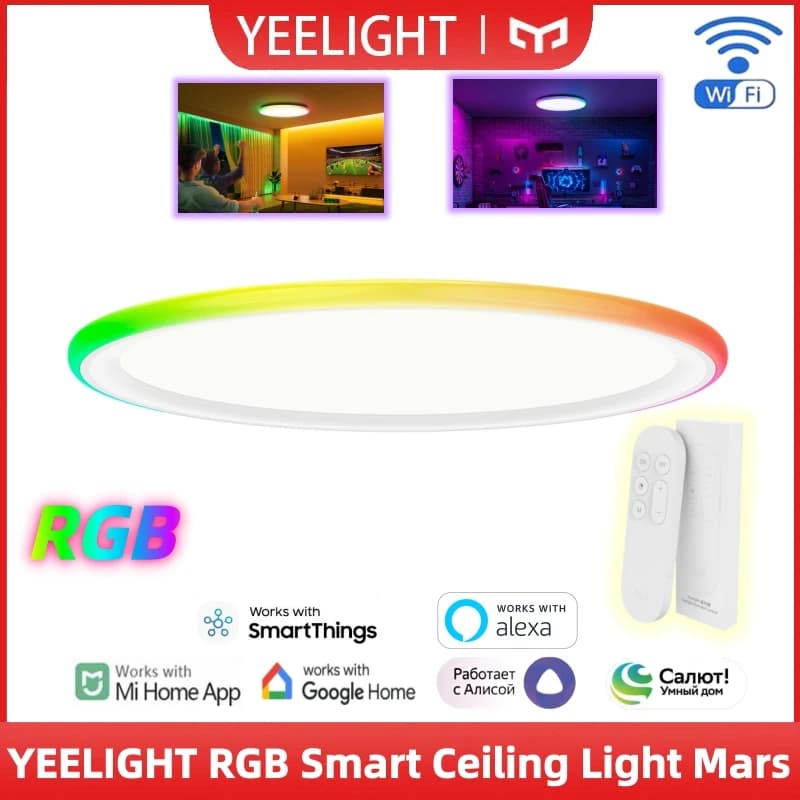 YEELIGHT RGB Smart Ceiling Light Mars RGB 16 Million Colors Edge Light WiFi Connection Smart Voice Control Ra90 Supports Mi Home