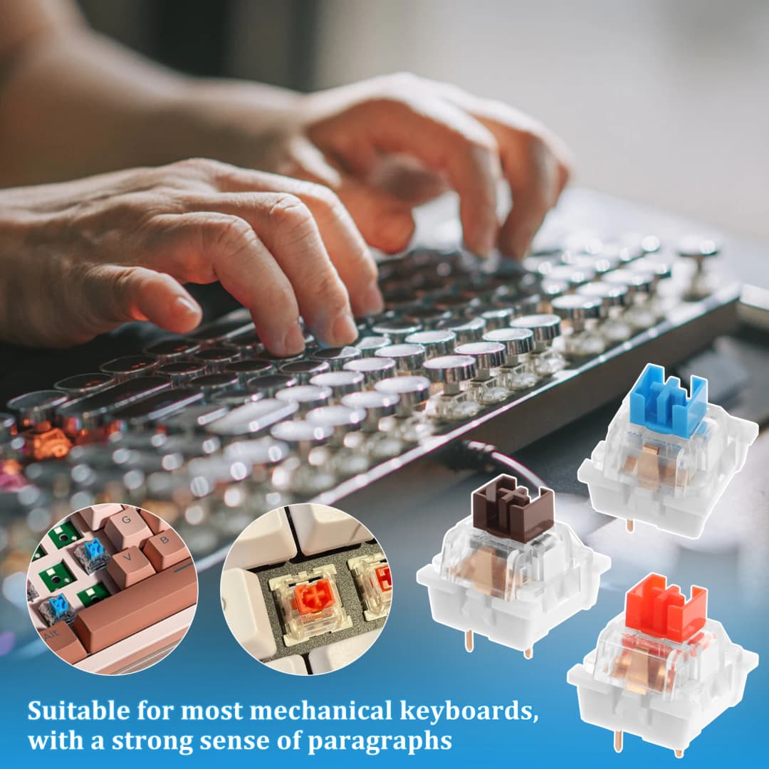 150PCS Switch for Keyboard 3Pin Dustproof Linear Tactile Clicky Silent Switches for MX Mechanical Keyboards Gaming Switch DIY - 6